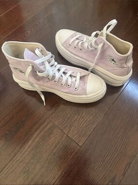 Converse High Top Platform Sneakers - Light Lavender and White